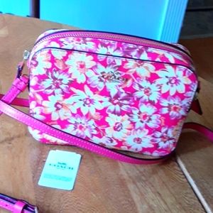 NWOT Coach Pink Flower Camera bag